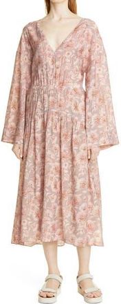 Vince Dahlia Print Long Sleeve Dress in Lotus Shell at Nordstrom Rack, Size Large