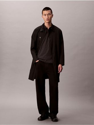 Calvin Klein Mens Liquid Touch Monogram Print Polo Shirt - Black - XL