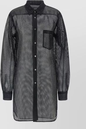 Comme Des Gar&ccedil;ons longline mesh shirt featuring chest pocket
