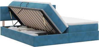 vidaXL Cama Con Almacenamiento Con Cabecera 2 Uds. Azul Oscuro Vidaxl