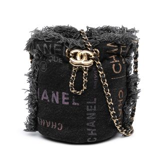 Chanel Pre-owned Womens Denim Bucket Bag Chain Strap - Black Textile - One Size