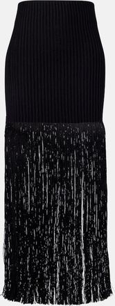 Alaia Ala&iuml;a Fringed ribbed-knit skirt