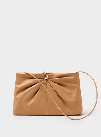 Loeffler Randall Womens Corrine triple-ring pleated suede clutch