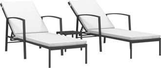 vidaXL Vidaxl - Tumbonas con mesita 2 unidades ratán sintético negro