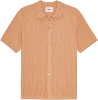 Nn.07 Ares 60019 Short Sleeve Organic Cotton Cardigan in Coralshell at Nordstrom, Size Xx-Large