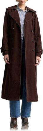 Avec Les Filles Double Breasted Faux Suede Trench Coat in Chocolate at Nordstrom, Size X-Large