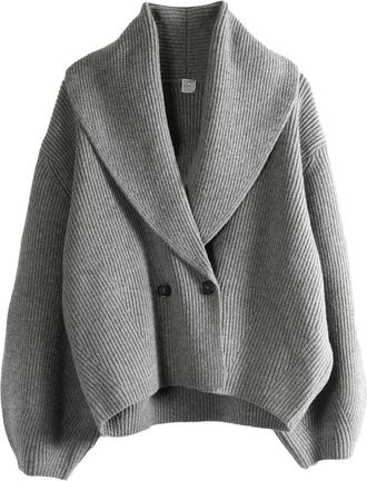 Toteme double-breasted shawl-lapel cardigan - women - RWS Wool/Polyamide - S - Grey