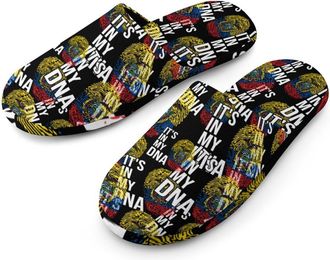 Generic Its In My DNA Ecuador Flag Mens Cozy Memory Foam Slippers Warm Cotton House Shoes Comfy Slipper for Indoor Outdoor