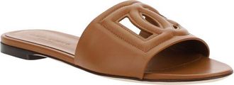 Dolce & Gabbana Womens Brown Calf Leather Bos Taurus Flat Sandals