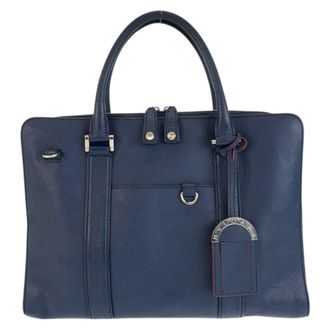 Bulgari Navy Leather Briefcase (Pre-Owned)
