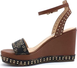 Guess Wedge Sandal - Dames - Sleehakken - Bruin - 36 EU - Leer - Schoenen