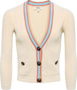 L'agence Cardigan a coste con scollo a V - Toni neutri