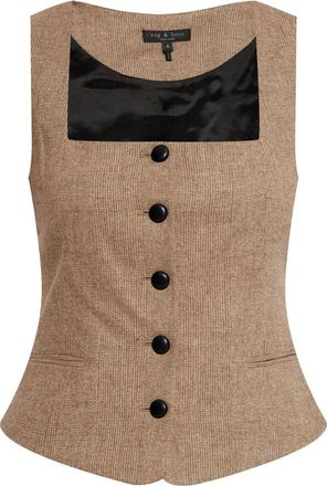 Rag & Bone checked waistcoat - women - Wool/Elastane - 8 - Brown