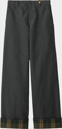 Burberry Check Cuff Wide-Leg Trousers