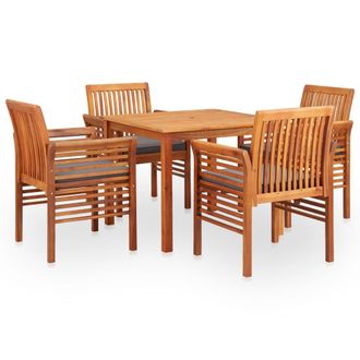 vidaXL Set Comedor De Jard&iacute;n 5 Pzas Y Cojines Madera Maciza De Acacia Vidaxl