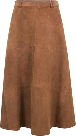 Semicouture Suede Pockets Skirt - Dames - Leren & Su&egrave;de rokken - Bruin - S - Leer - Rokken