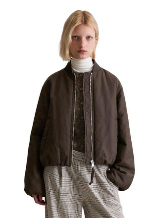 Marc O'Polo Denim Blouson MARC OPOLO DENIM im Aviator-Stil relaxed fit cropped aus recyceltem Polyester, Damen, Gr. L, schwarz espresso, Obermaterial: 100% Polyester, r