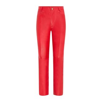 Infinity Leather Dames Red Lamb Leather 501 Biker Jeans - Ankara