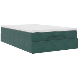 vidaXL Cama Otomana Con Colch&oacute;n 120x190 Cm Terciopelo Verde Oscuro Vidaxl
