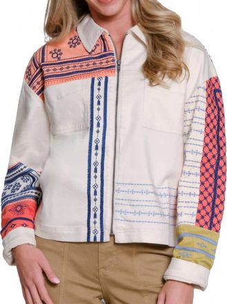 Multiples Embroidered Shirt Jacket In Multi
