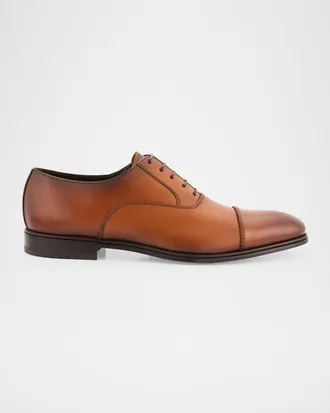 Ferragamo Men & apos;s Boston Brogue Leather Cap-Toe Oxfords
