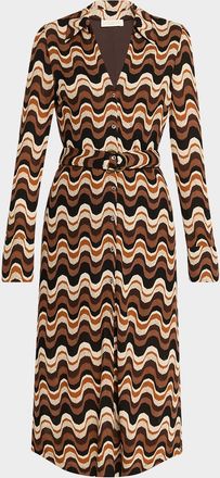 Ramy Brook Swirl Lydia Belted Midi Shirtdress
