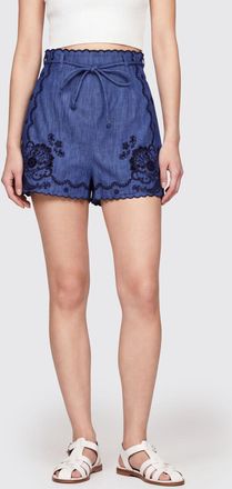 Zimmermann Pantaloncini Aster a vita alta in cotone con ricami e cintura