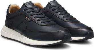 BOSS Brushed leather sneakers with EVA-rubber sole