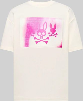 Psycho Bunny Mens Jarvis Oversized Fit Graphic Tee 250 PRISTINE / XL
