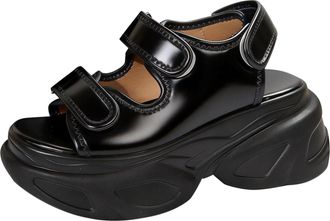 Generic Foreign Trade Plus Size High Heels Cool Slippers Spring And Summer New Styles Thick On Slippers For Women Toe Ring Sandals for Women Heel (Black, 4.5)