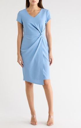 Connected Twist Detail Asymmetric Hem Dress in Light Blue at Nordstrom Rack, Size 12