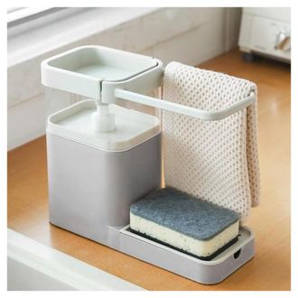 Trade Shop Trade Shop - Dispenser Porta Sapone Liquido Dosatore Organizer Per Lavello Lavabo 21x12x25x9