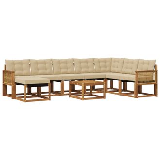 vidaXL Conjunto De Sof&aacute;s De Exterior 9 Pcs Natural Y Beige Vidaxl