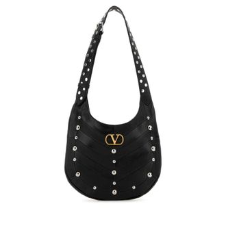 Valentino Garavani Black Leather Vlogo Signature Shoulder Bag
