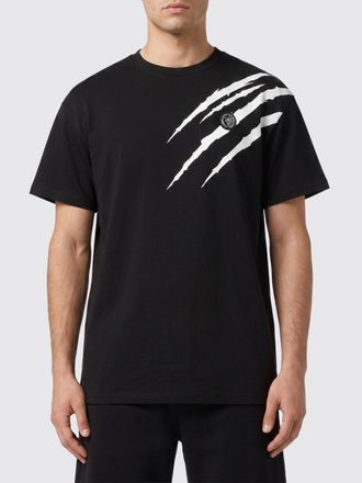 Plein Sport T-shirt in cotone con stampa grafica e logo Hexagon sul retro