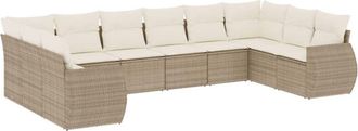 vidaXL Juego De Sof&aacute;s Jard&iacute;n Con Cojines Beige 10 Pzas Rat&aacute;n Sint&eacute;tico Vidaxl