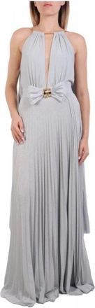 Elisabetta Franchi Ab-R13-51E2-V860 Maxi Jurk - Dames - Avondkleed - Blauw - 2XL - Polyester - Kleedjes