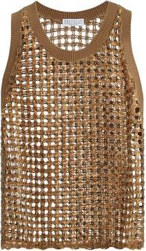 Brunello Cucinelli Dazzling Net Embroidery top in Brown at Nordstrom, Size 3X-Large Eu