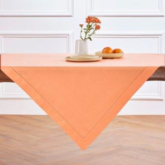 Solino Home Linen Table Throw - Classic Hemstitch, 52 x 52 Inch, 52 x 52 Inch in Coral at Nordstrom, Size Medium