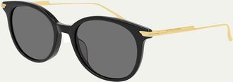 Bottega Veneta Round Acetate/Metal Sunglasses