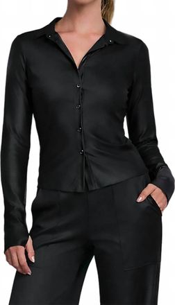 Heroine Sport Thea Performance Satin Shirt In Black