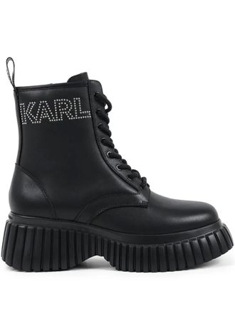 Karl Lagerfeld Combat boots verfraaid met logo - Zwart