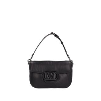 Valentino Garavani Handbags, male, Black, Size: ONE SIZE V Logo Leather Crossbody Bag