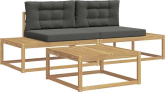 vidaXL Conjunto De Sof&aacute;s De Exterior 3 Uds. 2 Plaza Poli&eacute;ster Blanco Vidaxl