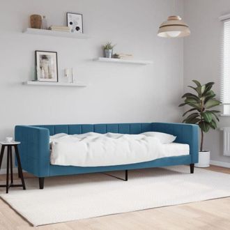 vidaXL Divano Letto con Materasso Blu 90x200 cm in Velluto - Vidaxl
