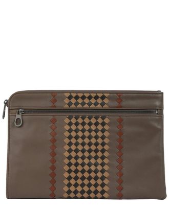 Bottega Veneta Intrecciato Leather & Canvas Clutch