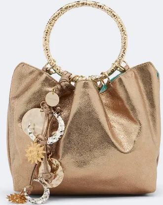 Aquazzura Bolso saco Night Stars de piel metalizada