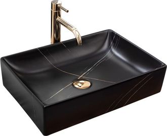 Rea lavabo sobre encimera inga negro marble mat