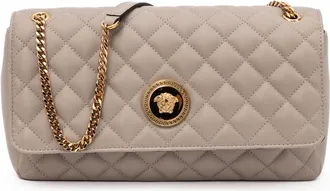 Versace Quilted Lambskin Shoulder Bag Taupe