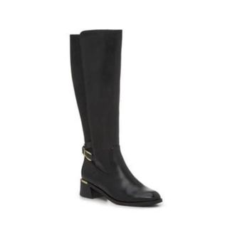 Unisa Apryl Black Knee High Round Toe Block Heel Riding Boots HAWK3071
